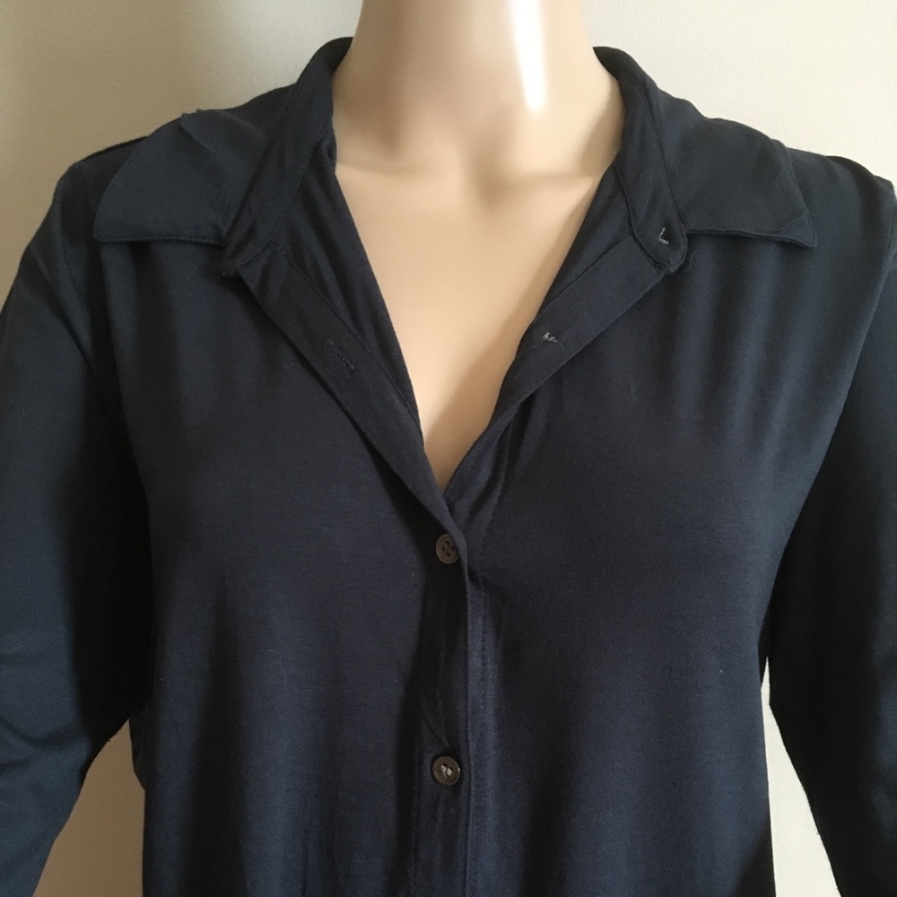 J.Jill navy rayon button-up shirt, size M